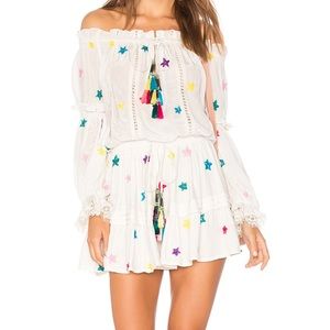 Tag on White off the shoulder sequin star top